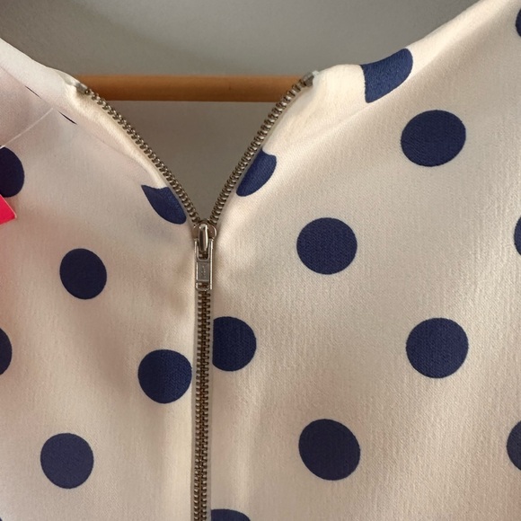 Betsy Johnson women’s white Peplum dress with royal polka dots, size 6. NWT - Picture 8 of 11
